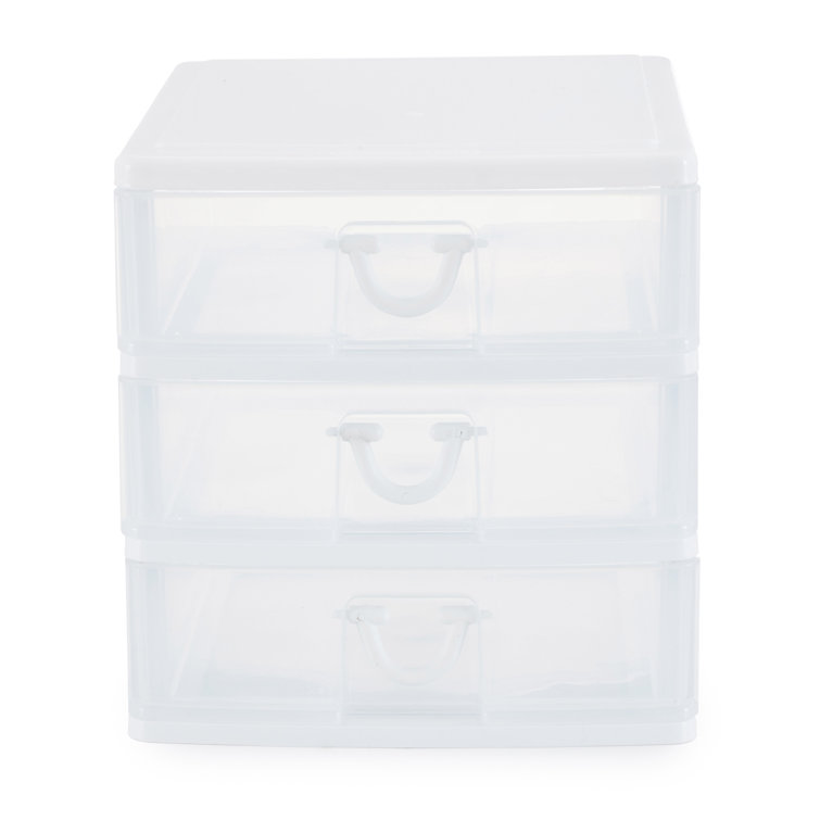 Gracious Living Clear Mini 3 Drawer Desk Organizer With White Finish, 2